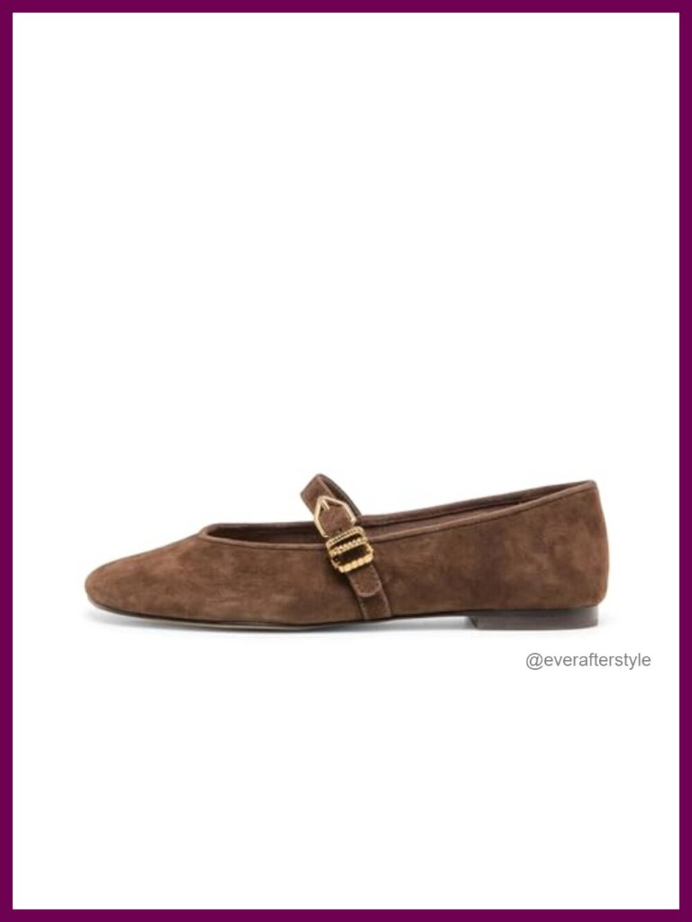 DOEYG Womens Suede Ballet Flats Mary Jane Square Toe Buckle Strap - New